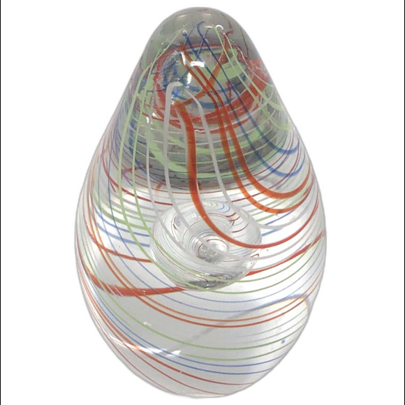 Dynasty Gallery Latticino Swirl Large Controlled Bubble Multicolor Paperweight - Picture 3 of 10